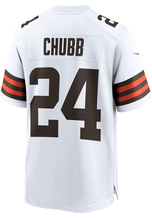 Nick Chubb Cleveland Browns WHITE Road Game Jersey - 17322117