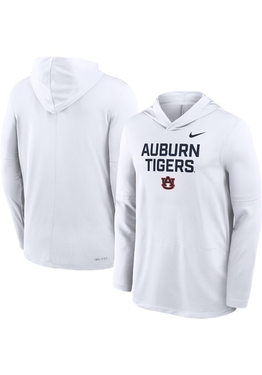 Nike Auburn Tigers Mens White Dri-Fit Lightweight Hoodie - 173221349