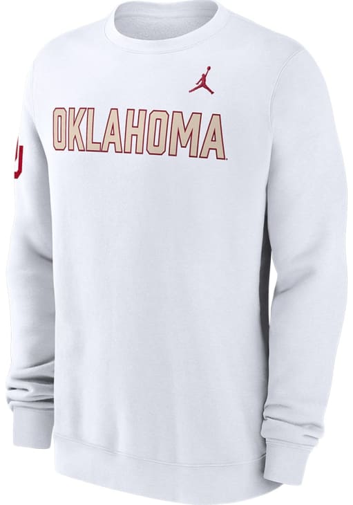 Nike Oklahoma Sooners Mens White Club Fleece Crew Sweatshirt