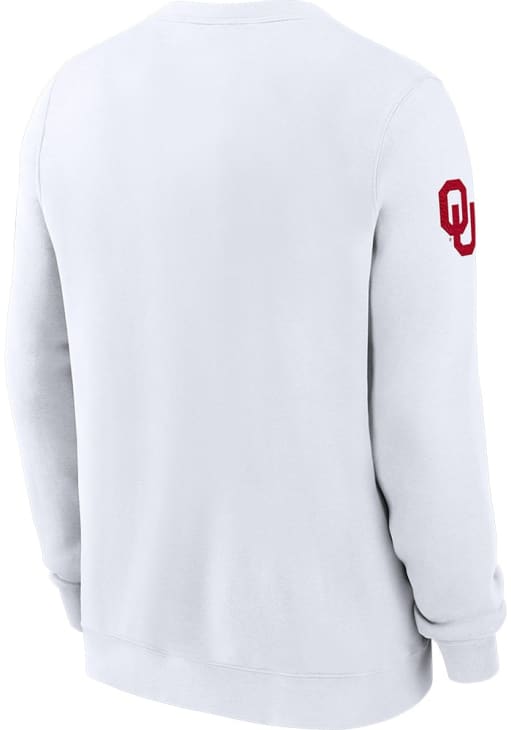Nike Oklahoma Sooners Mens White Club Fleece Crew Sweatshirt