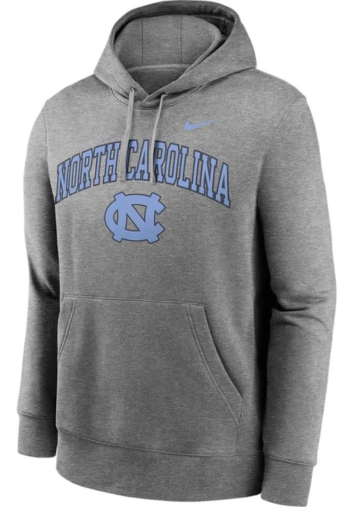 Nike North Carolina Tar Heels Mens HEATHER GREY Club Fleece Hoodie
