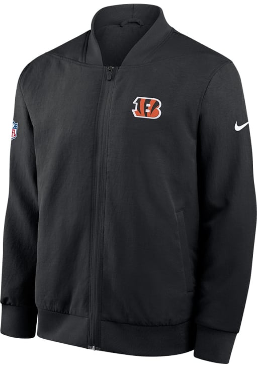 Nike Cincinnati Bengals Mens BLACK Sideline Bomber Medium Weight