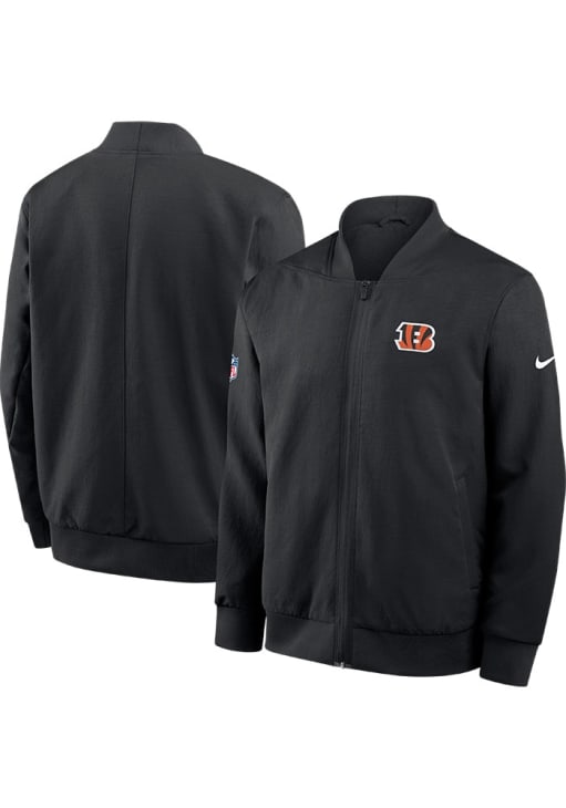 Nike Cincinnati Bengals Mens BLACK Sideline Bomber Medium Weight