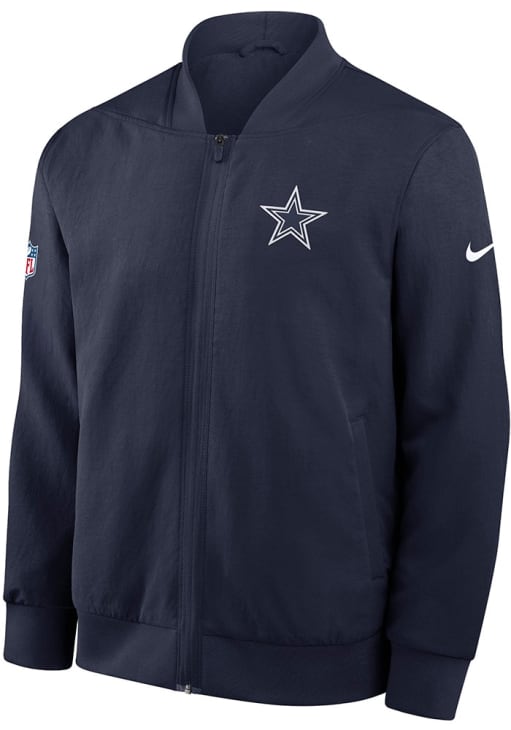 Nike Dallas Cowboys Mens NAVY Sideline Bomber Medium Weight Jacket