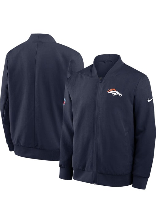 Nike Denver Broncos Mens NAVY Sideline Bomber Medium Weight Jacket
