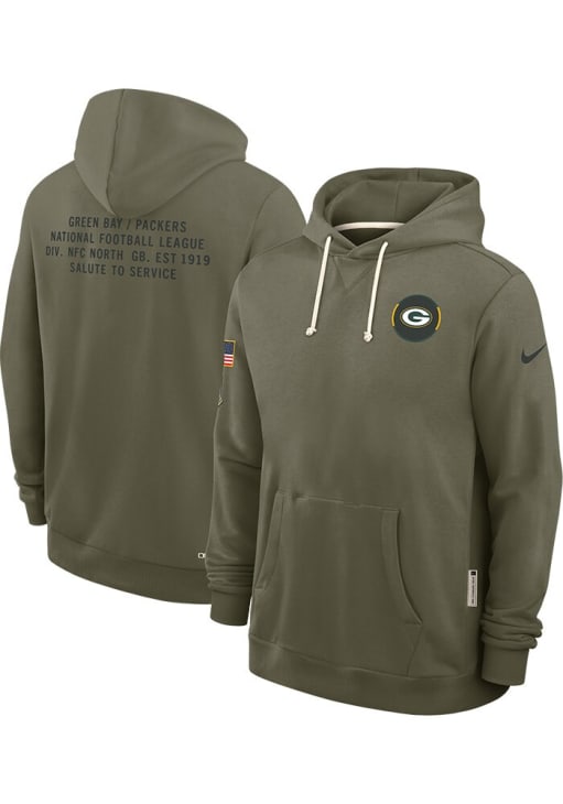 Nike Green Bay Packers Mens GREEN Salute to Service Hoodie - 173227672