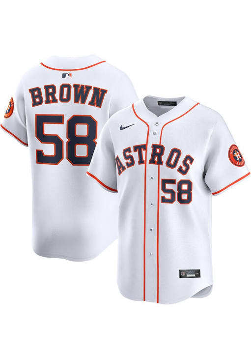 Houston　ASTROS Hunter Brown Houston Astros Mens White Home Limited Baseball