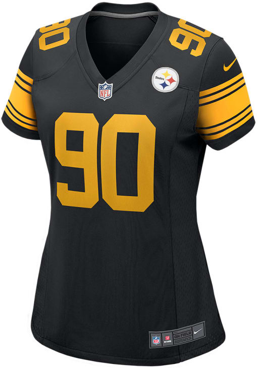 TJ Watt Womens Pittsburgh Steelers BLACK Alternate Game Football