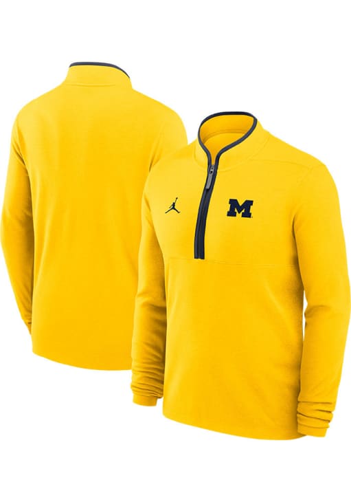 Nike Mens MAIZE Michigan Wolverines Jordan Victory Long Sleeve Qtr