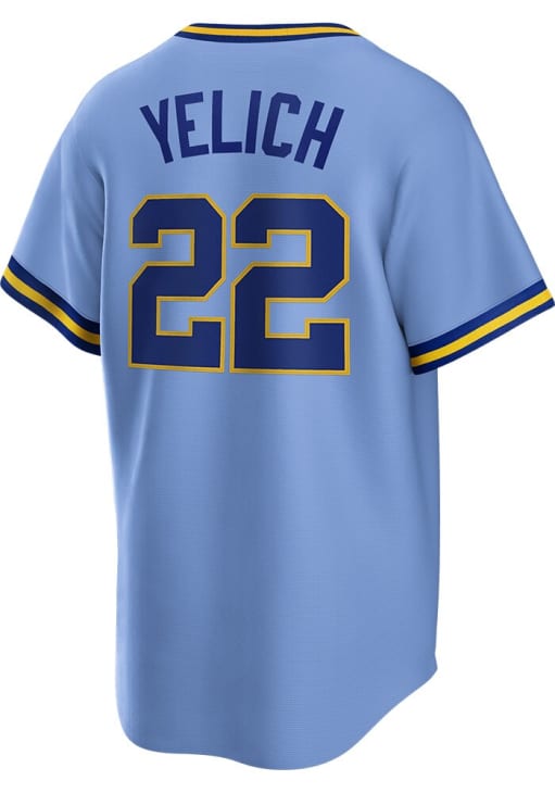 Milwaukee Brewers Christian Yelich Nike LIGHT BLUE Throwback