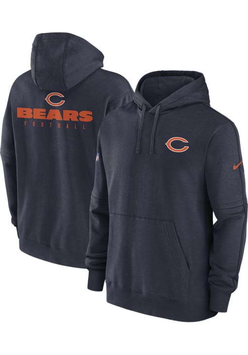 Nike Chicago Bears Mens NAVY Sideline Club Fleece Hoodie - 17326358