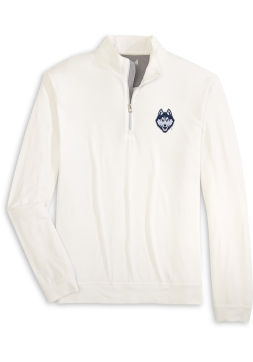 Johnnie O Mens White UConn Huskies Motion Long Sleeve Qtr Zip