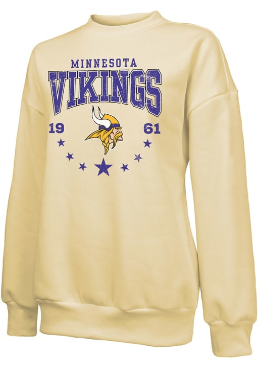 Minnesota Vikings Womens YELLOW Oversized Long Sleeve Crew