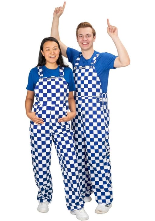 Game Bibs Royal White Mens ROYAL/WHITE Checkered Overalls - 18440036