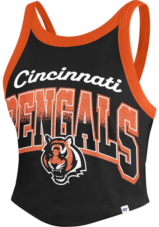Cincinnati Bengals 47 Womens BLACK Shimmer Shadow Tank Top - 184539644