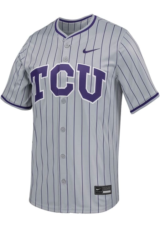 Nike Mens GREY TCU Horned Frogs Limited Full Button Pinstripe