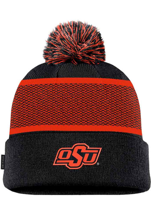 Oklahoma State Cowboys Nike BLACK Peak Beanie Pom Knit Hat - 198600356