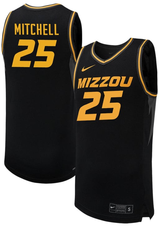 Mark Mitchell Missouri Tigers BLACK Basketball Name and Number