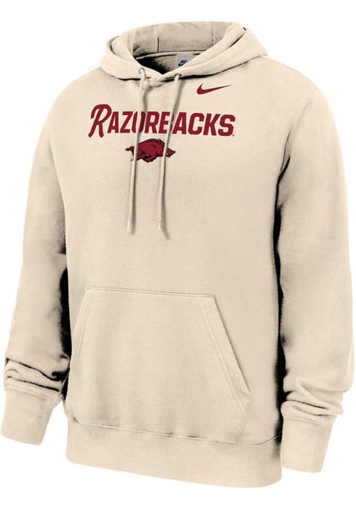 Nike Arkansas Razorbacks Mens NATURAL Club Fleece Baseball Hoodie ...