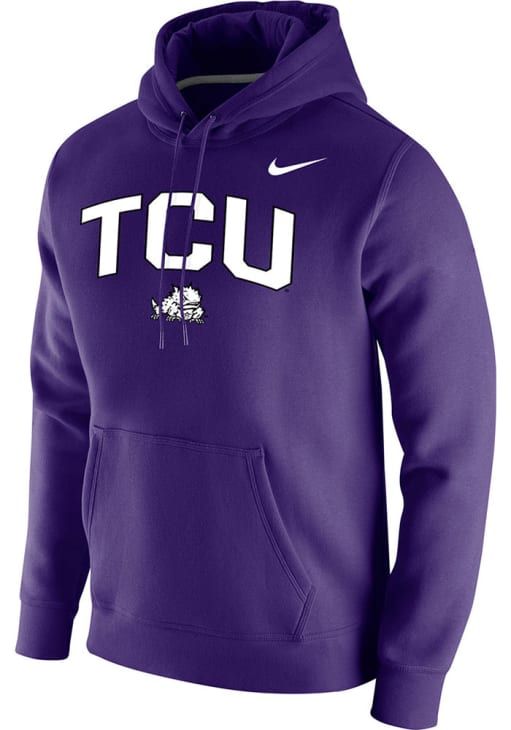 Nike TCU Horned Frogs Mens PURPLE Club Fleece Arch Mascot Hoodie