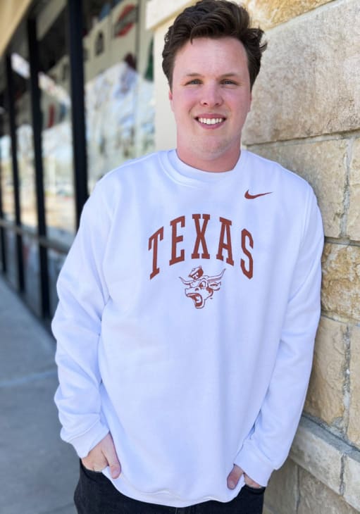 Nike Texas Longhorns Mens WHITE Club Fleece Crew Sweatshirt - 19861850