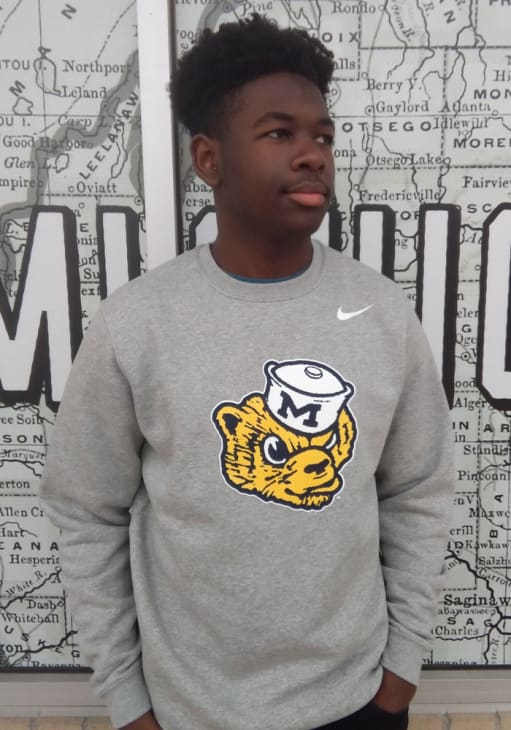 Nike Mens GREY Michigan Wolverines Club Fleece Vintage Logo Long