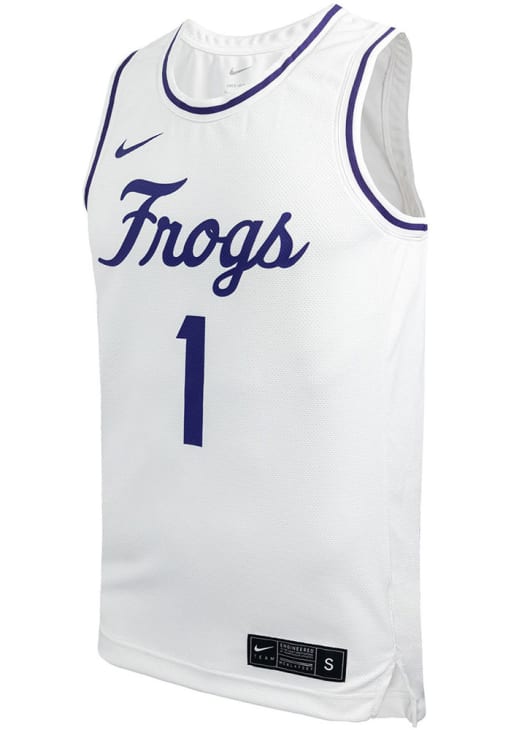 Nike Mens WHITE TCU Horned Frogs Retro Replica Basketball Jersey