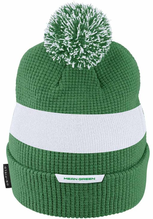 North Texas Mean Green Nike GREEN Sideline Pom Beanie Knit Hat