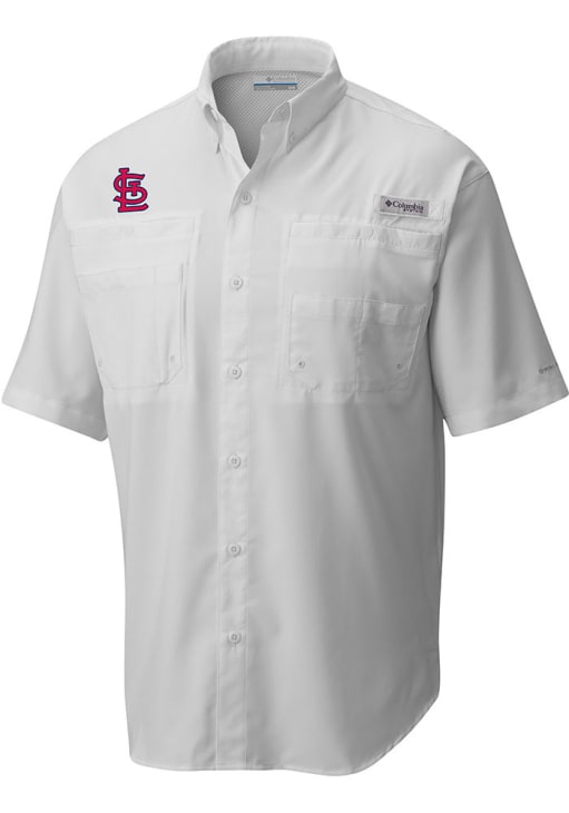 st louis cardinals dress shirt Men's Antigua Gray St. Louis Cardinals Porter Woven Long Sleeve Button-Down Shirt