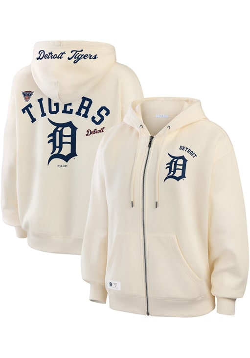 WEAR by Erin Andrews Detroit Tigers Womens White Casual Long Sleeve Full Zip Jacket