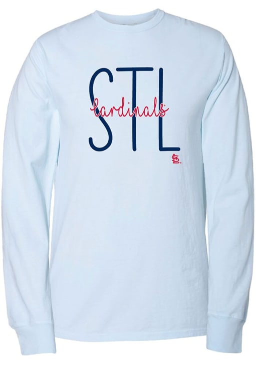 St Louis Cardinals LIGHT BLUE Script Long Sleeve LS Tee - 22651666