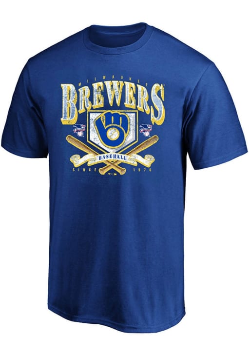 Milwaukee Brewers Mens Blue Bat Big and Tall TShirt, Blue, Size 5X Milwaukee Brewers Mens Blue Bat Big and Tall TShirt, Blue, Size 5X