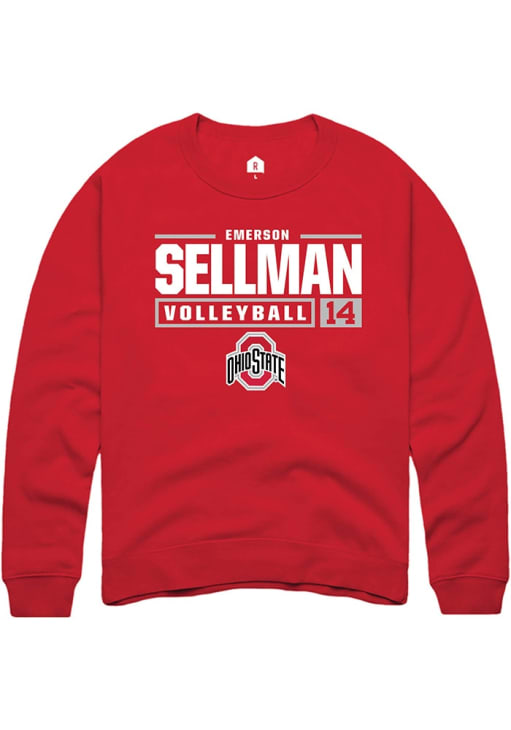 Emerson Sellman Mens Red Ohio State Buckeyes NIL Stacked Box Long