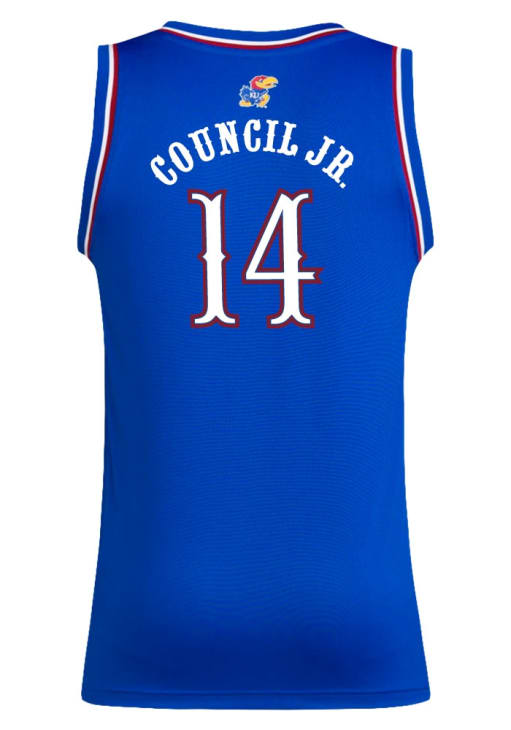 Melvin Council Jr. Kansas Jayhawks ROYAL NIL Name And Number