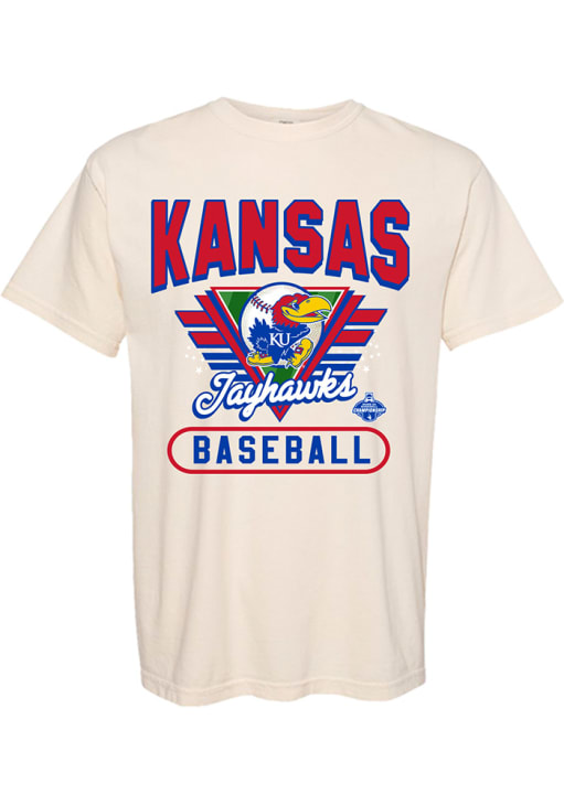 KU☺︎ Something Inked IVORY Kansas Jayhawks Triangle Field Short Sleeve