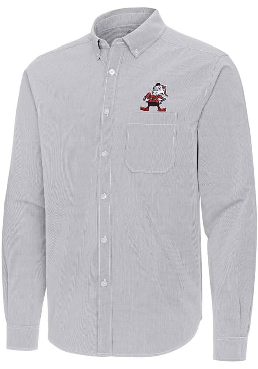 cleveland browns dress shirt Antigua Cleveland Browns Mens Ash Classic Porter Long Sleeve Dress Shirt, Ash, Size S