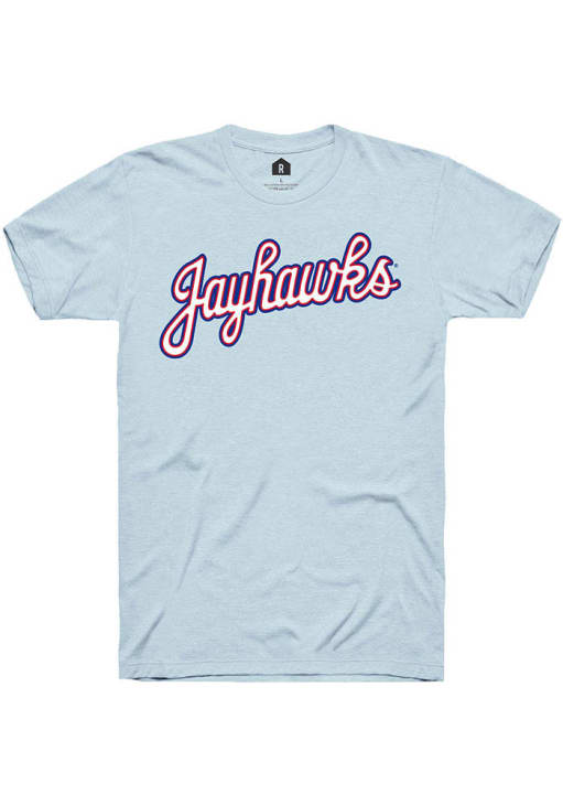 Rally Kansas Jayhawks LIGHT BLUE Jayhawks Script Short Sleeve Fashion T ...