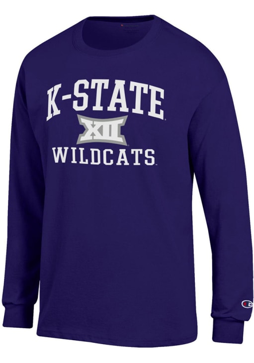 Champion Mens PURPLE K-State Wildcats B12 Arch Jersey Long Sleeve