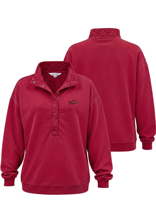 Arkansas Razorbacks Womens CARDINALRED Quilted Snap Long Sleeve