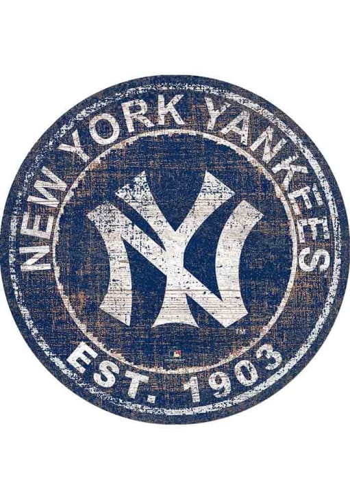 New York Yankees Round Heritage Logo Sign Blue - 32621979