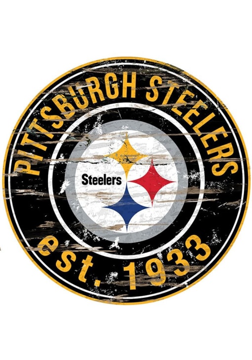 Pittsburgh Steelers Established Date Circle 24 Inch Sign BLACK