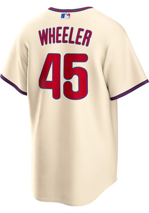 リール デイヴィッド ユニフォーム Zack Wheeler Philadelphia Phillies Mens Replica CREAM Alternate