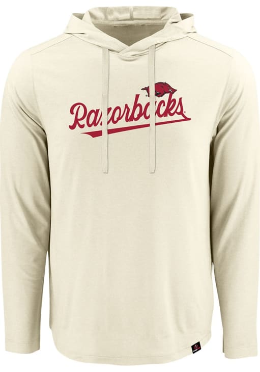 Arkansas Razorbacks Mens OATMEAL Thin Satin Script Long Sleeve Fashion ...