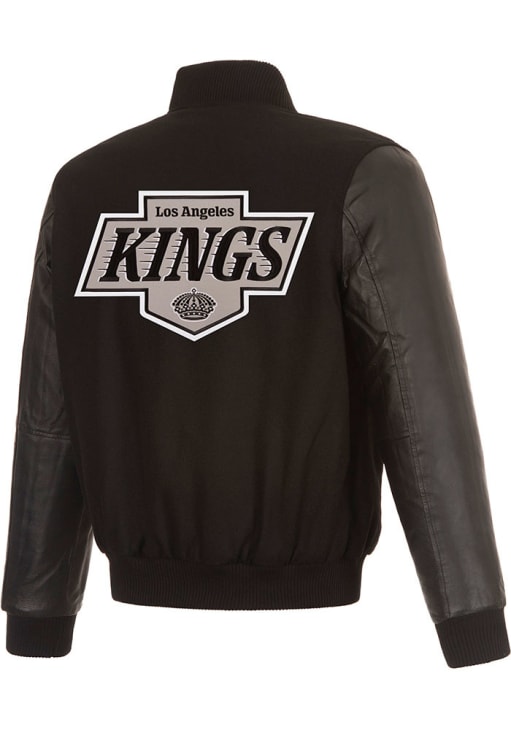 Los Angeles Kings スタジャン ブラック Los Angeles Kings Mens Reversible Wool Leather Heavyweight Jacket