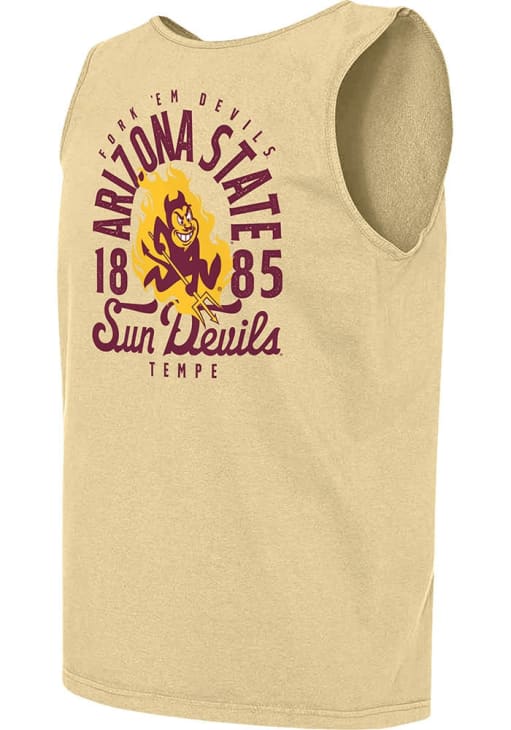 Arizona State Sun Devils Mens Short Sleeve IVORY Mascot Overlay