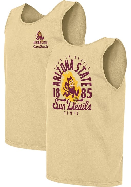 Arizona State Sun Devils Mens Short Sleeve IVORY Mascot Overlay