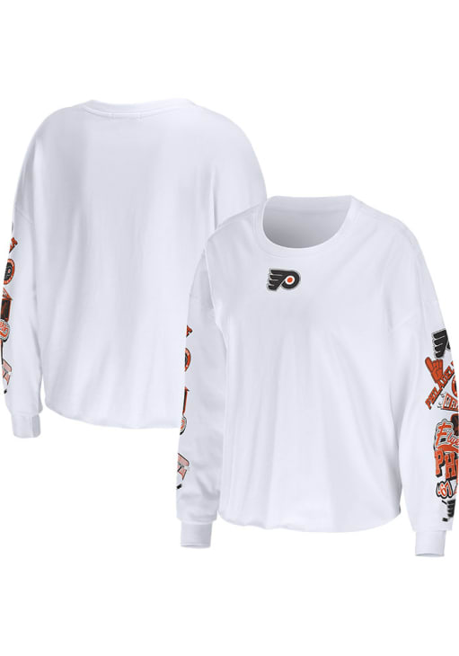 WEAR by Erin Andrews Philadelphia Flyers Womens White Celebration LS Tee