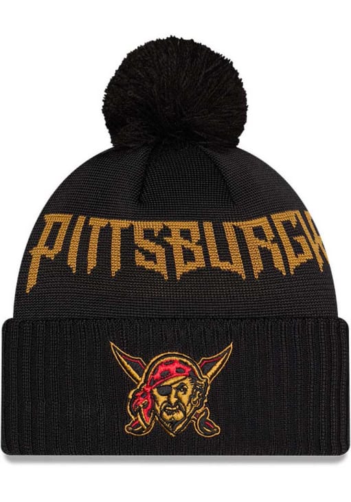 BoTT × New Era OG Logo Cuffed Pom Beanie Pittsburgh Pirates New Era BLACK City Connect Cuff Pom Knit Hat