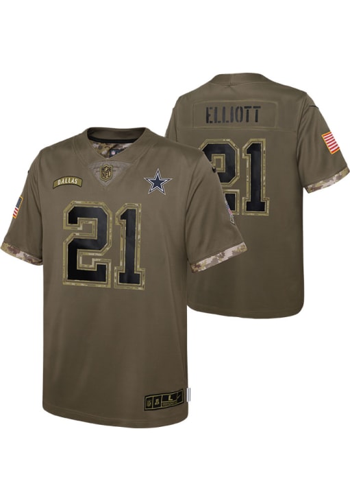 Dallas Cowboys Ezekiel Elliott Youth Salute To Service Game OLIVE