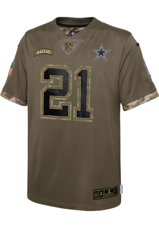 Dallas Cowboys Ezekiel Elliott Youth Salute To Service Game OLIVE
